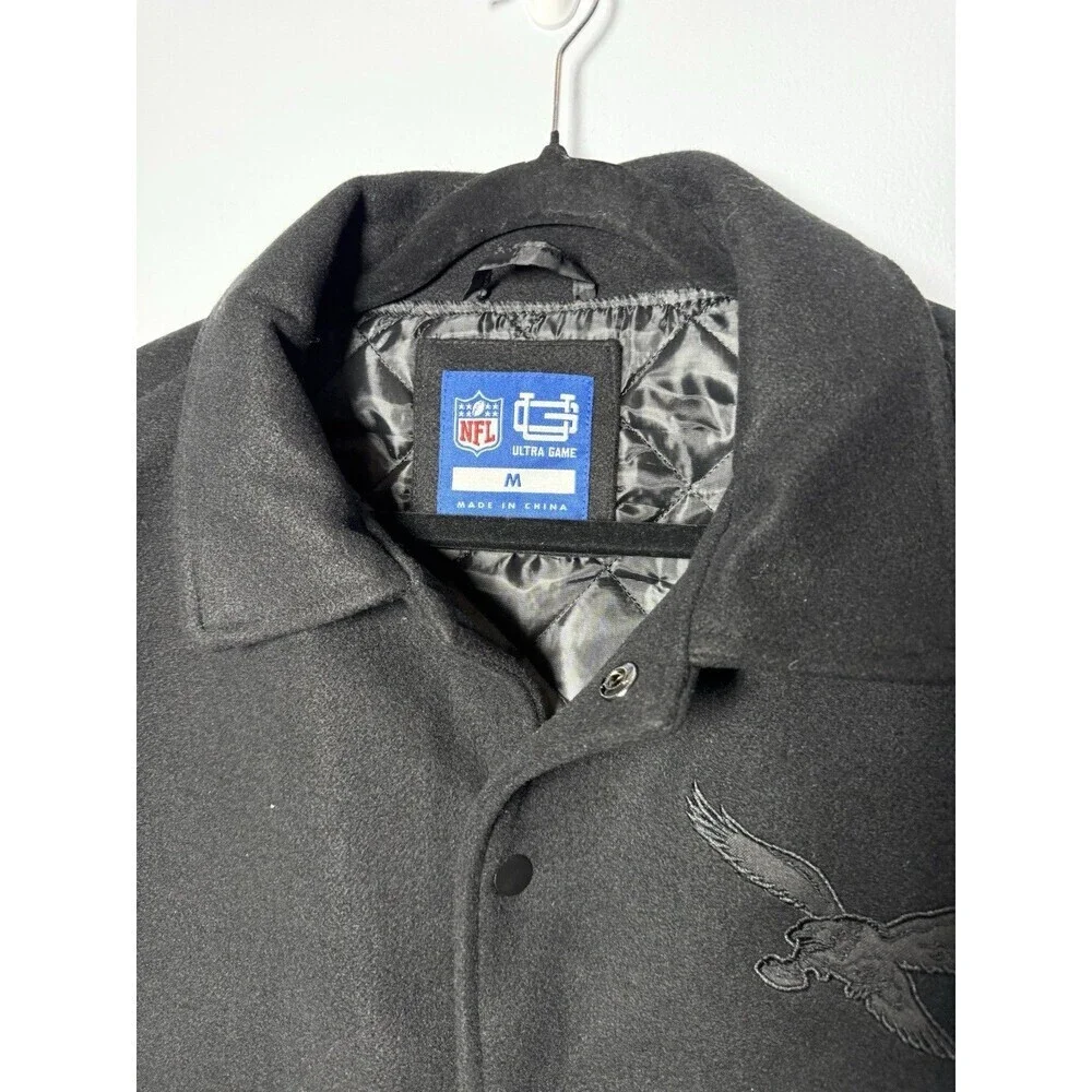 Philadelphia Eagles NFL Ultra Game Men's Triple Black Jacket Coat $160 Tag (MED)
